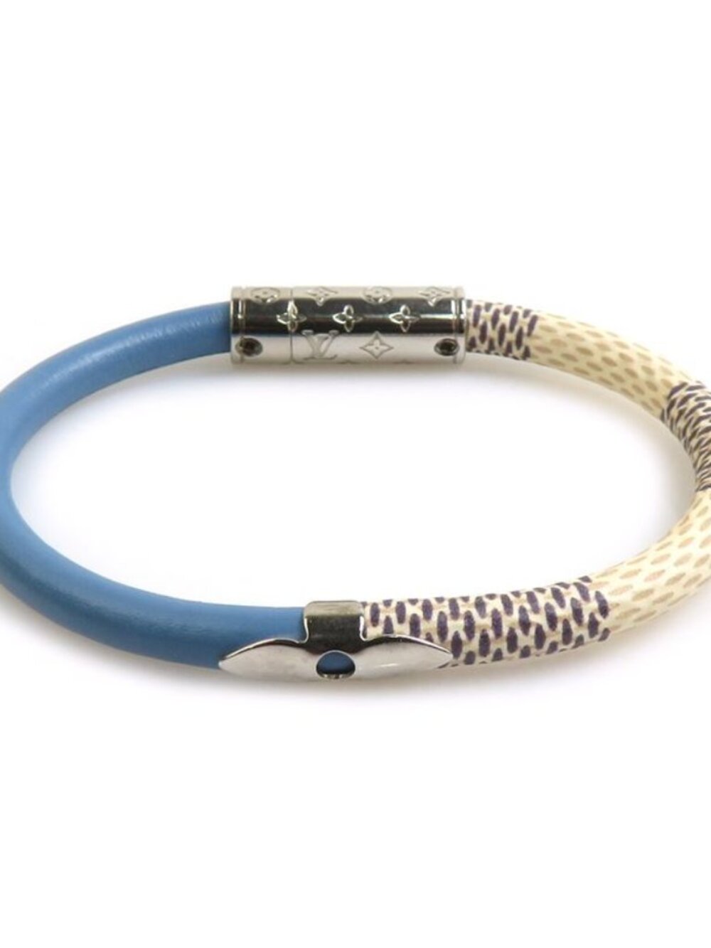 Louis Vuitton Bracelet Daily Leather Canvas Ivory Blue